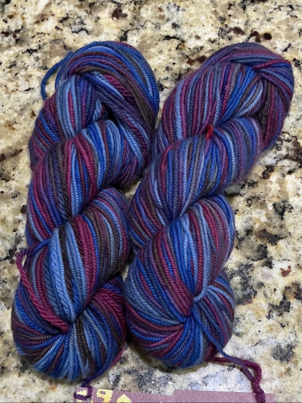 Hand-Dyed Multicolor Merino Yarn in Blue, Purple & Brown by Mirasol Yarn - Picture 3 of 6